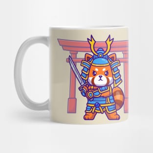 Cute Samurai Red Panda Cartoon Mug